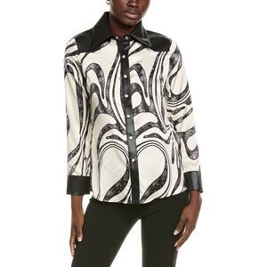 Gracia Womens  Pearl Snap Blouse, White